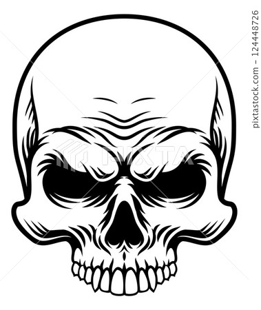 Skull Design Vintage Retro Woodcut Style 124448726