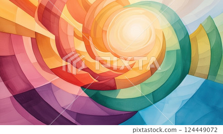 A vibrant abstract swirl of colors radiating light 124449072