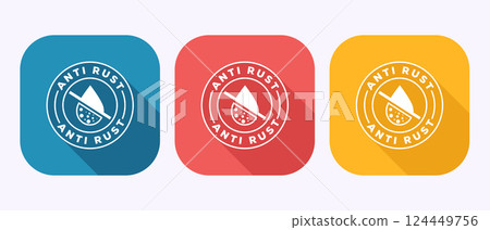 Anti rust icon design illustration. Anti oxidation sign, Rust resistant  symbol in shadow button design 124449756