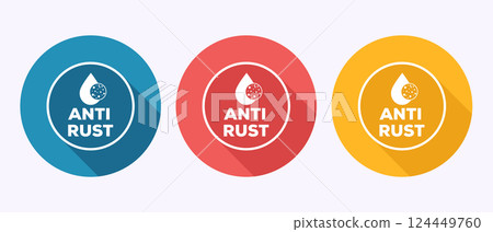 Anti rust icon design illustration. Anti oxidation sign, Rust resistant  symbol in shadow button design 124449760