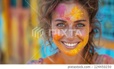 Happy Holi , Concept Indian color festival. Happy Holi , Concept Indian color festival. 124450250
