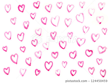 可愛的水彩心圖 124450459