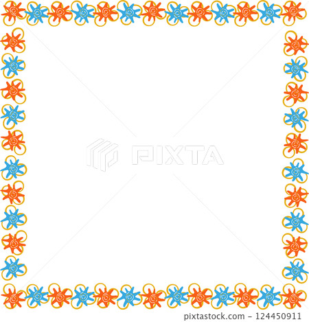 Seashells frame. Marine frame template with underwater elements decoration 124450911