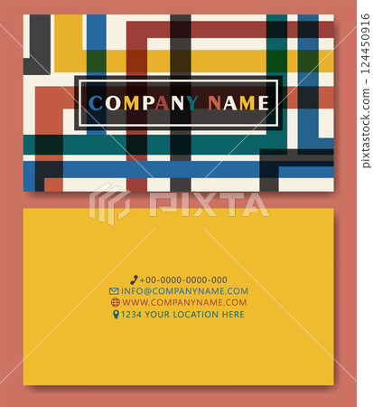 Minimal abstract business card template. Modern corporate stationery id layout with geometric shapes Minimal abstract business card template. Modern corporate stationery id layout with geometric shapes 124450916