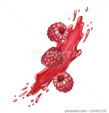 Raspberry splash watercolor illustration Raspberry splash watercolor illustration 124451176