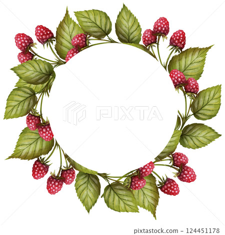 Raspberry wreath watercolor illustration Raspberry wreath watercolor illustration 124451178