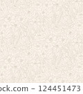 A seamless floral pattern in soft beige tones with delicate, intricate linework. Ideal for wallpapers, textiles, stationery, packaging, gift wrap, invitations, home decor, and elegant fashion prints. 124451473