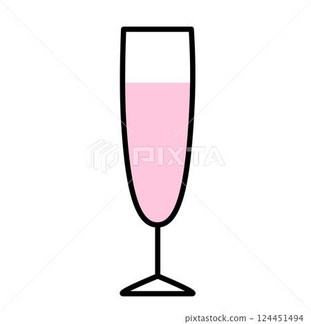 細長的雞尾酒杯的圖標插圖 124451494