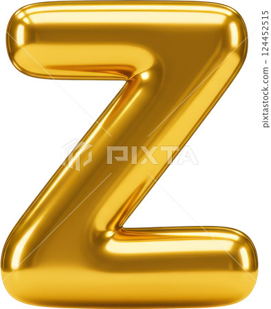 Golden balloon letter Z. Shiny, inflatable, and vibrant, perfect for celebrations and designs. 124452515