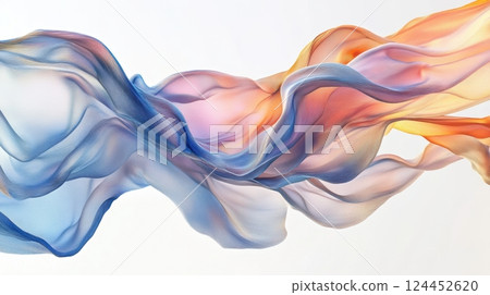 A flowing abstract design featuring soft waves in a gradient of colors 124452620