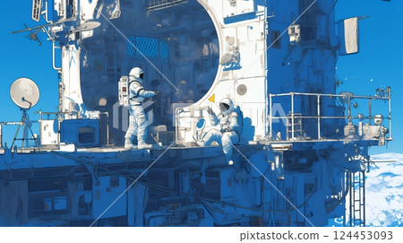 People working on the lunar (space) base 124453093