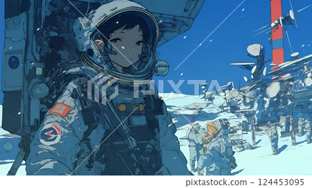 People working on the lunar (space) base People working on the lunar (space) base 124453095