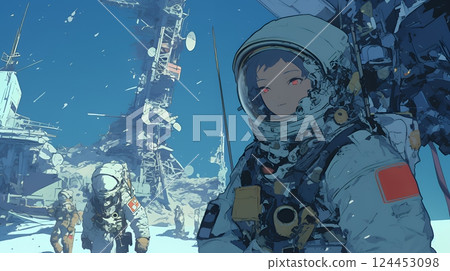 People working on the lunar (space) base 124453098