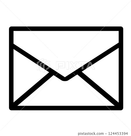 Envelope-shaped mail icon (line drawing, simple / monochrome, transparent PNG) 124453394