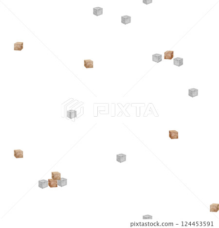 Watercolor pattern wooden cubes for baby play. Seamless print simple chaotic in retro style. Illustration on isolated background for design, fabric, children's clothes, textiles, packaging, cards 124453591
