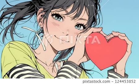 Young woman making a heart sign with her fingers 124453852