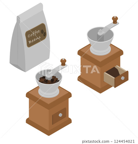 Isometric illustration: coffee mill 124454021