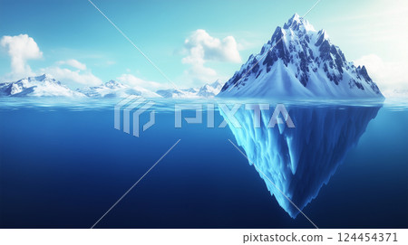 Huge icebergs above and below sea level 124454371