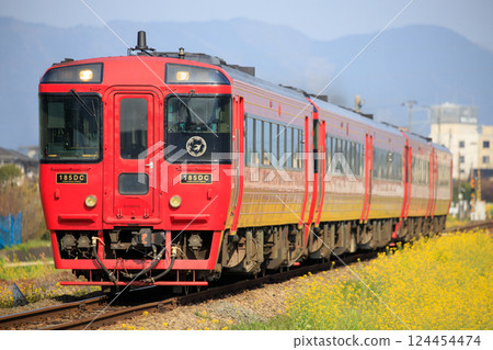 Limited Express "Yufu" on the Kyudai Main Line in Spring (JR Kyushu) Limited Express "Yufu" on the Kyudai Main Line in Spring (JR Kyushu) 124454474
