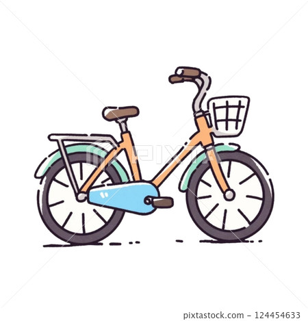 Simple bicycle illustration, icon, material, no background 124454633