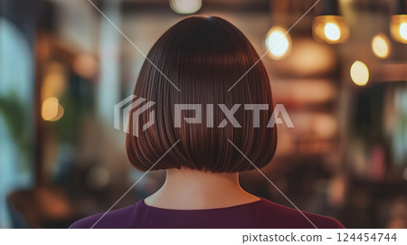 棕色鮑伯髮型的精緻背面 124454744