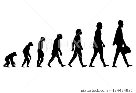Silhouette of theory of evolution of human. monkey, caveman, salary man Silhouette of theory of evolution of human. monkey, caveman, salary man 124454985