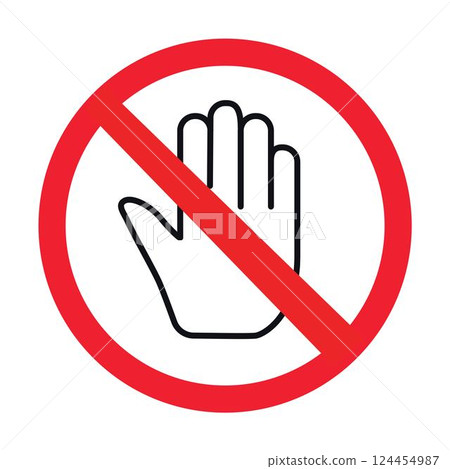 No Entry Hand Symbol in Red Circle Prohibition Sign No Entry Hand Symbol in Red Circle Prohibition Sign 124454987