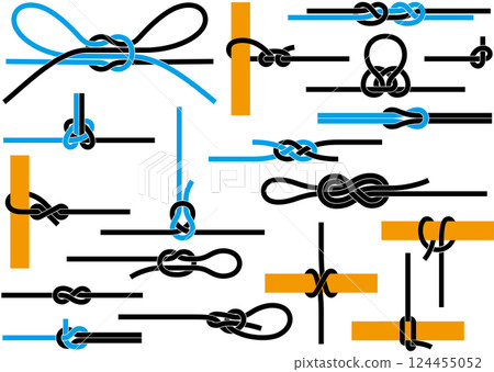 Various rope knots - ropework set 124455052