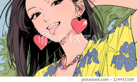 Young woman jokingly sticking out her tongue 124455109