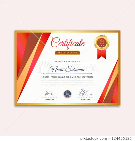 Modern certificate design template in golden color 124455125