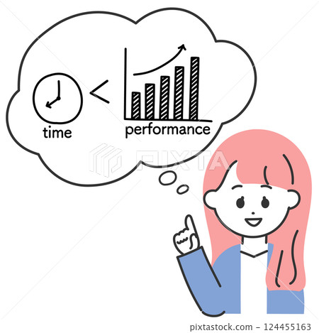 Illustration of Taipa Time Performance A female office worker is explaining about Taipa 124455163