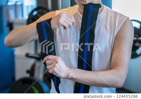 A man wearing a support A man wearing a support 124455286