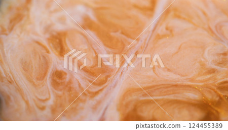 Ripple paint. Shiny fluid. Blur golden yellow white color marble texture chemical liquid acrylic spreading on abstract background. Ripple paint. Shiny fluid. Blur golden yellow white color marble texture chemical liquid acrylic spreading on abstract background. 124455389