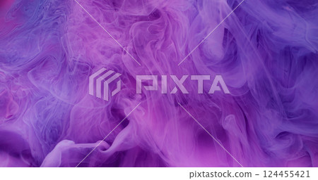 Mist swirl. Smooth haze. Violet purple marble smoke paint texture flow in art liquid. Abstract fume blend spread abstract background. 124455421