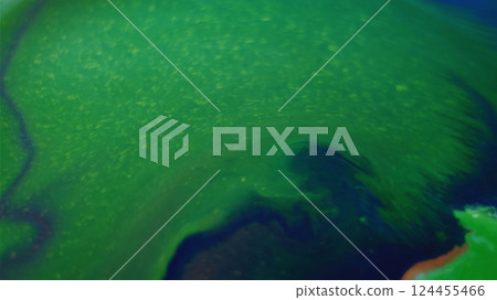 Paint blend. Wet texture. Defocused green blue color liquid acrylic fluid ripple particles splash moving on abstract art background. Paint blend. Wet texture. Defocused green blue color liquid acrylic fluid ripple particles splash moving on abstract art background. 124455466