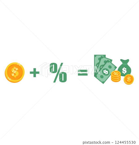 investment golden coins, percentage and dollar bills. Investing strategy investment golden coins, percentage and dollar bills. Investing strategy 124455530