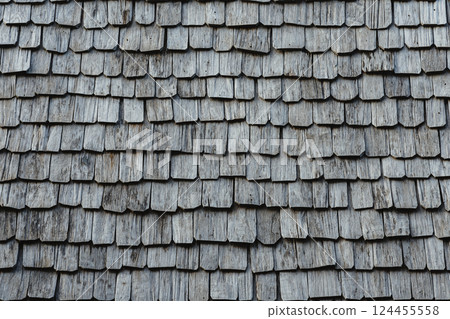 Old wooden textured roof tiles background or tiles floor decorative design. 124455558