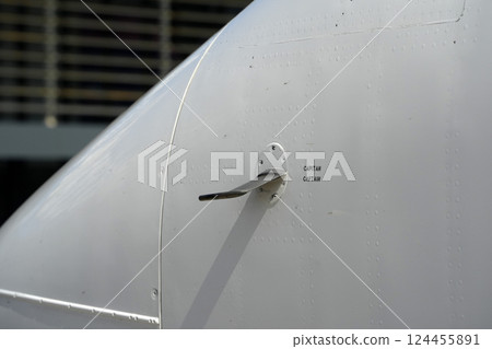 airplane detail of captain external wing 124455891