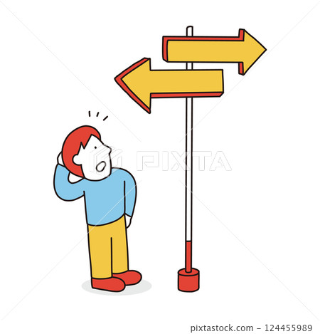 一個人站在十字路口,不知道該走哪條路 一個人站在十字路口,不知道該走哪條路 124455989