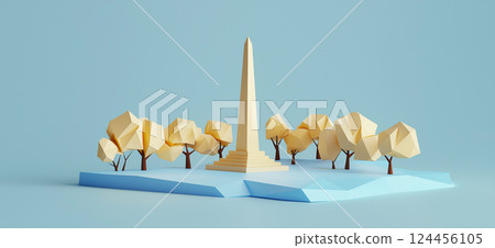 Washington Monument. 3D rendering of Washington Monument simple low poly origami style, web banner with copy space Washington Monument. 3D rendering of Washington Monument simple low poly origami style, web banner with copy space 124456105