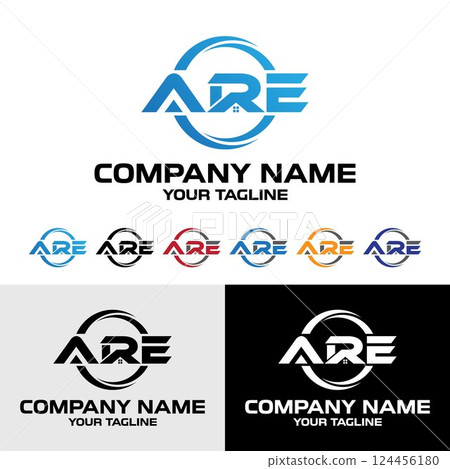 Modern ARE letter initial real estate vector logo design template with rounded swoosh Modern ARE letter initial real estate vector logo design template with rounded swoosh 124456180