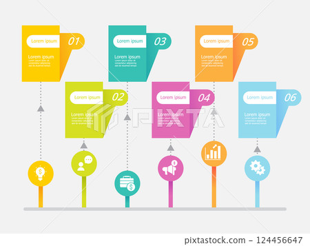 business steps timeline infographics element for background, presentation, report 124456647