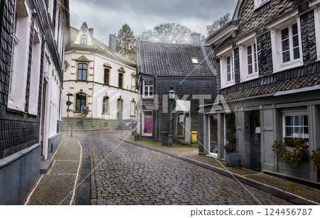 Street with paving stones in German small town i 124456787