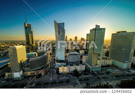 amazing cityscape with skyscrapers in the center of Warsaw amazing cityscape with skyscrapers in the center of Warsaw 124456802