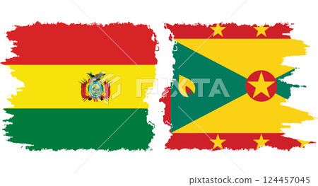 Grenada and Bolivia grunge flags connection vector 124457045