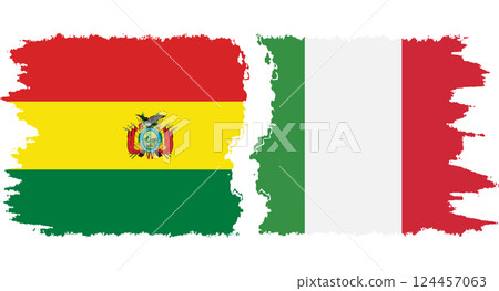 Italy and Bolivia grunge flags connection vector 124457063