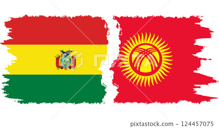 Kyrgyzstan and Bolivia grunge flags connection vector 124457075