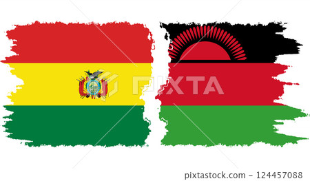 Malawi and Bolivia grunge flags connection vector 124457088