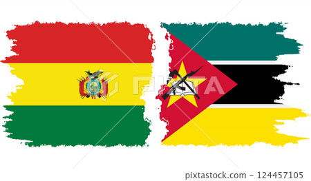 Mozambique and Bolivia grunge flags connection vector Mozambique and Bolivia grunge flags connection vector 124457105