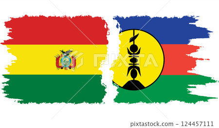 New Caledonia and Bolivia grunge flags connection vector 124457111